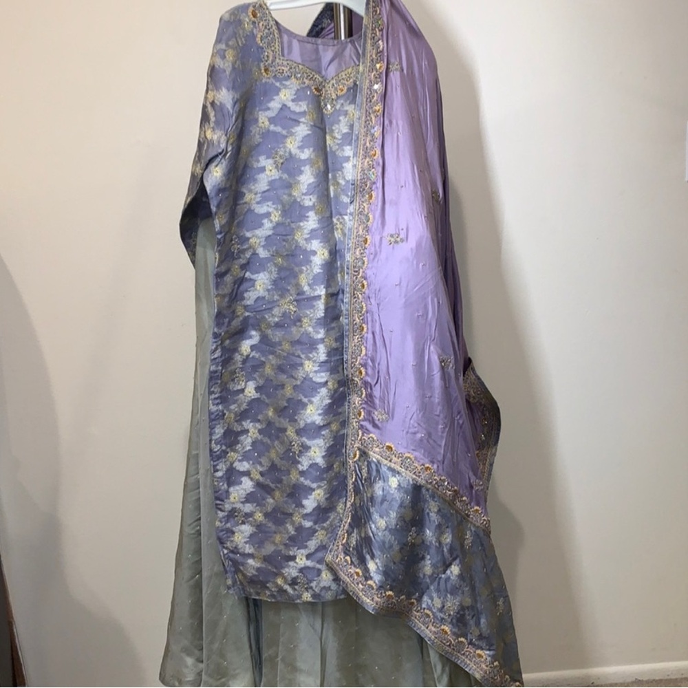 Purple and Gold Lehenga